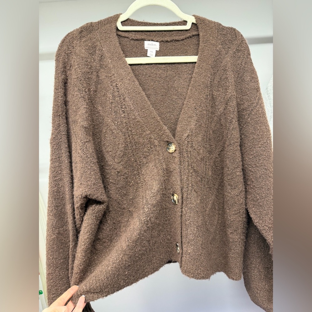 Auden Brown Cozy Button-Front Cardigan Sweater